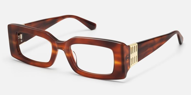 Aurelia - Thick Narrow Rectangle Red Tortoise Frames by Vooglam