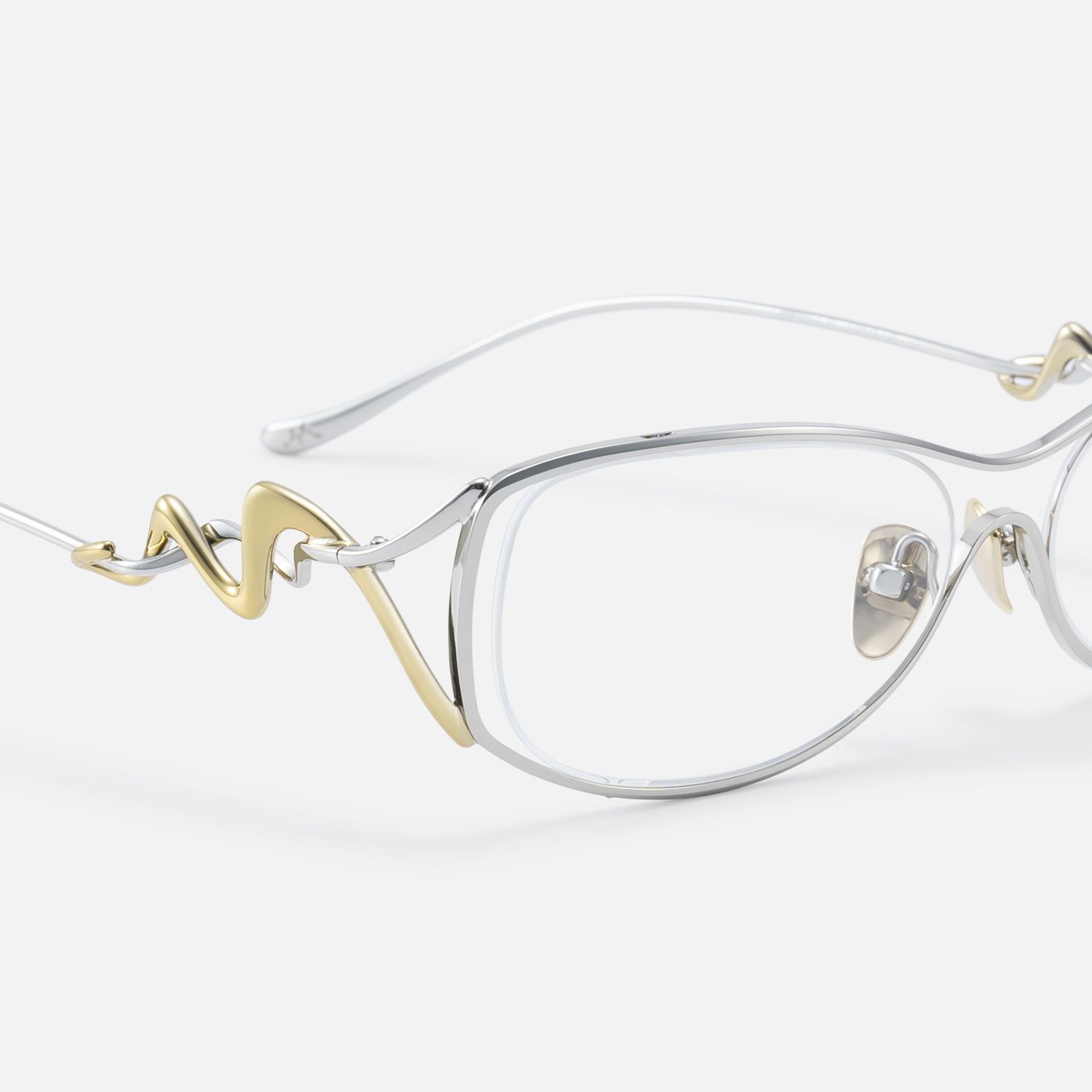 Okinawa - Silver Hollow Design Wave Temple Glasses by Vooglam - Design Details