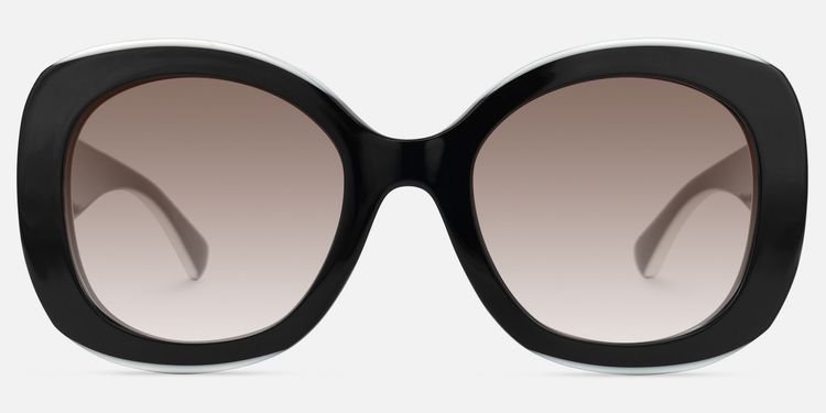 Athina - Large Black White Round Brown Lens Shades by Vooglam