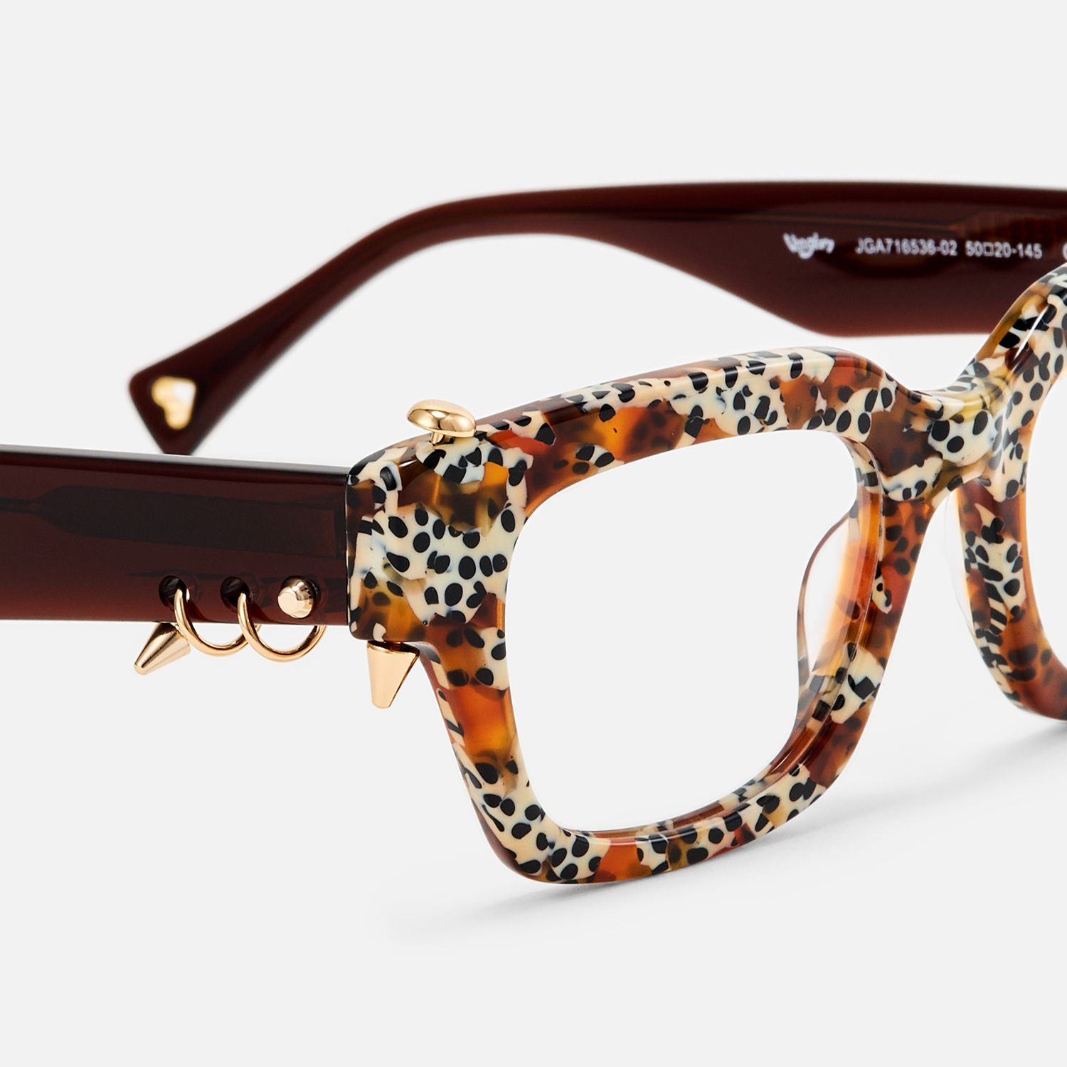 Sabrina - Leopard Print Piercing Glasses by Vooglam - Design Details