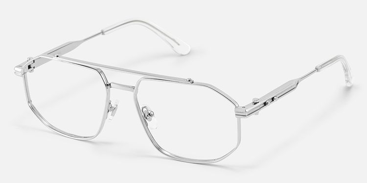 Ando-Chrome Silver Aviator Mechanical Glasses by Vooglam