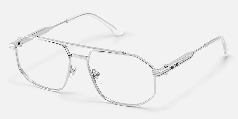 Ando-Chrome Silver Aviator Mechanical Glasses by Vooglam