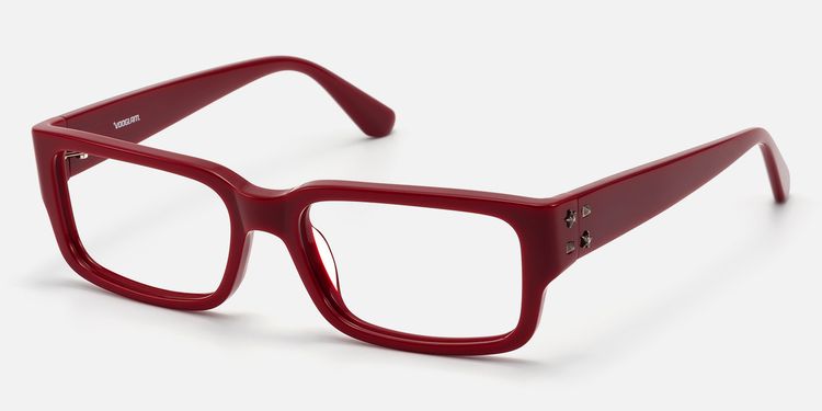 Drexen - Dark Cherry Red Rectangle Eyeglasses by Vooglam