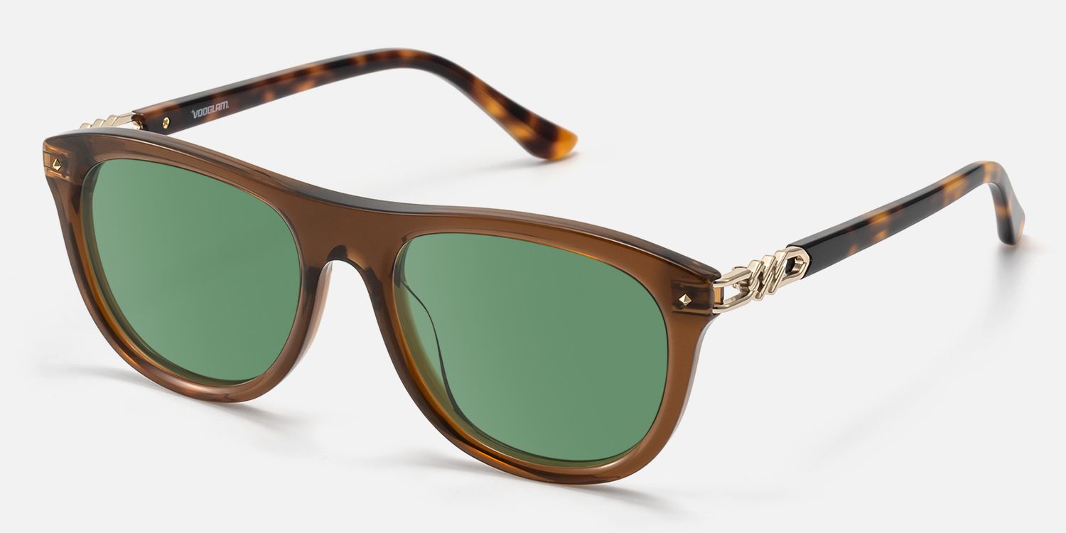 O'Keeffe - Clear Brown Aviator Sunglasses by Vooglam - Front View