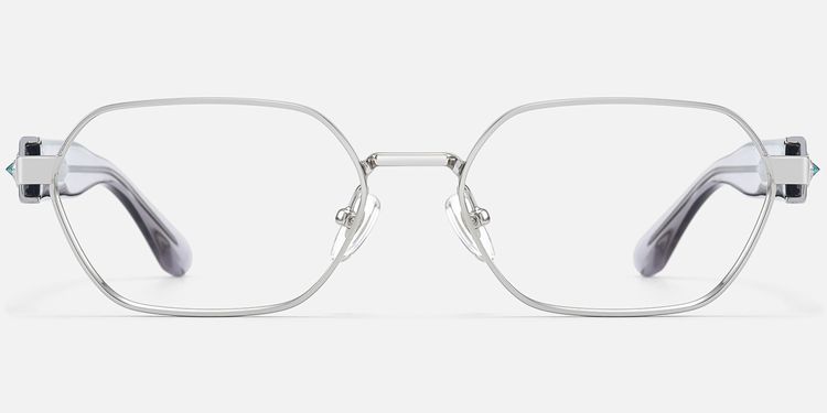 Orion - Silver & Clear Geometric Glasses by Vooglam