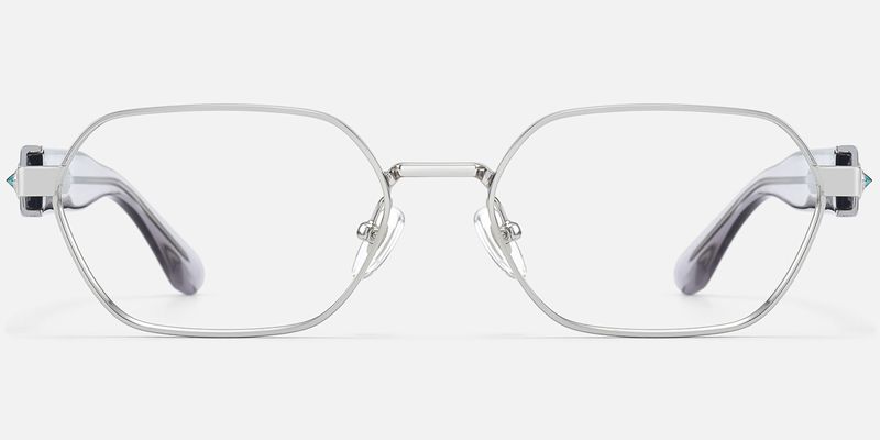 Orion - Silver & Clear Geometric Glasses by Vooglam