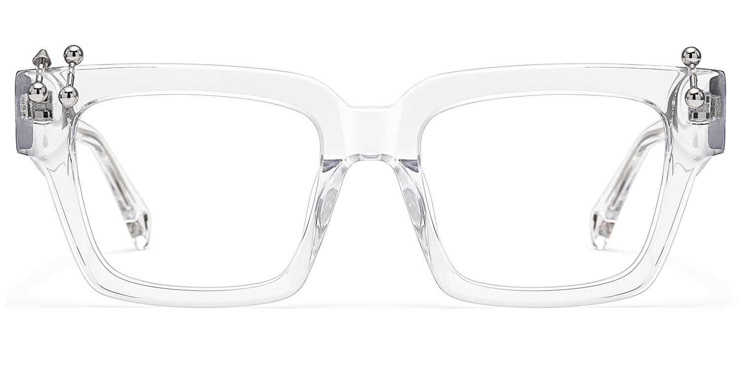 PIERCE - Clear Silver Square Acetate Glasses by Vooglam Product Details 1