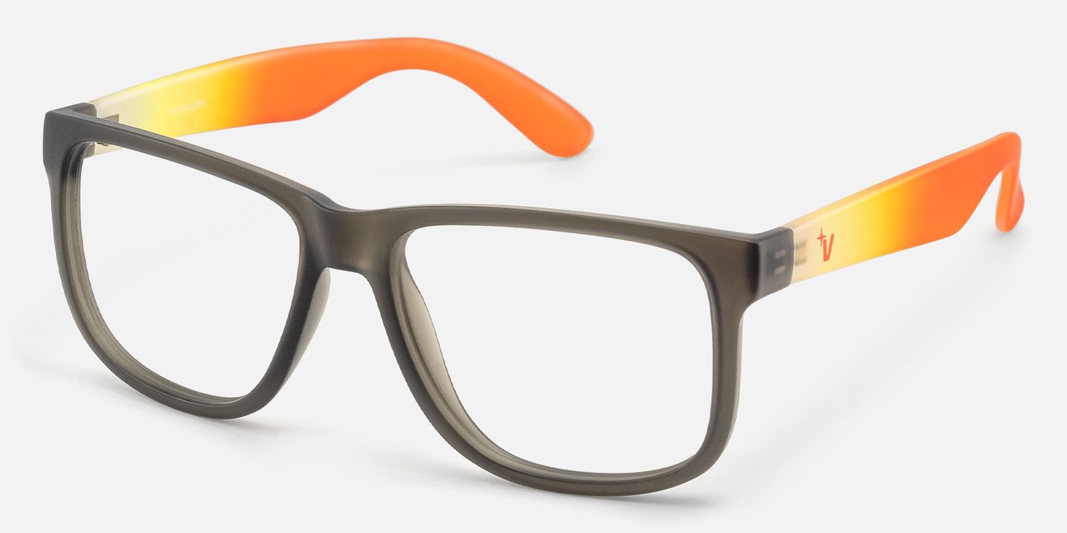 Sync - Rectangle Gray Eyeglasses by Vooglam - Front View