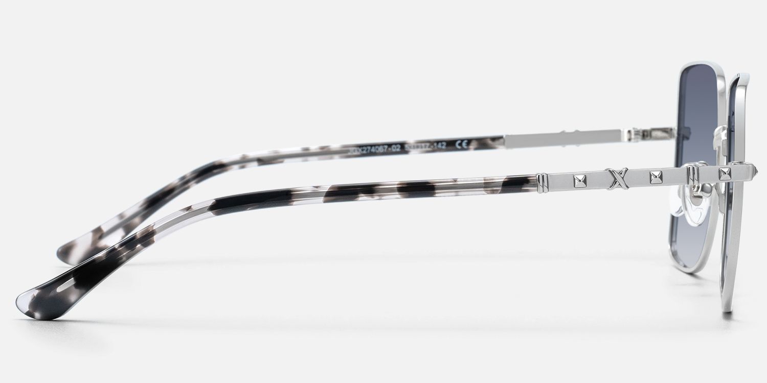 Devereux - Boho Chic Square Silver Sunglasses by Vooglam - Side View