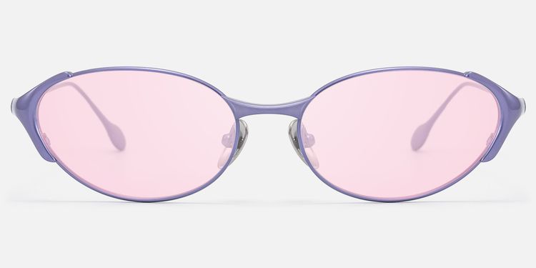 Ebisu - Purple Oval Rave Sunglasses with Pink Lens by Vooglam