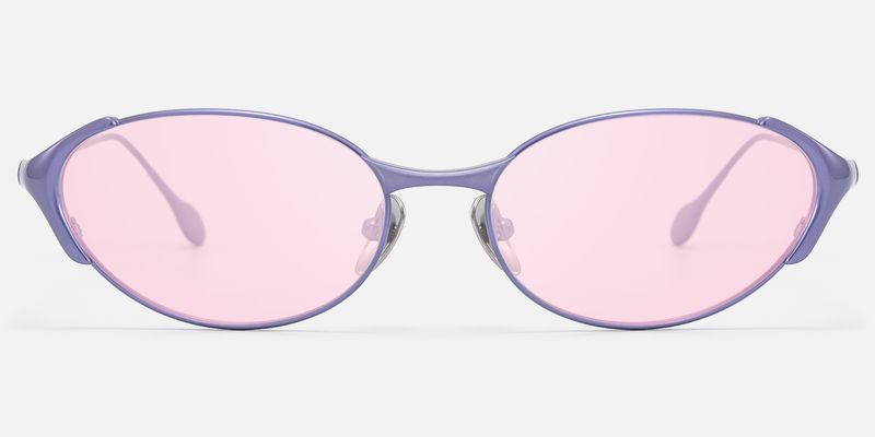 Ebisu - Purple Oval Rave Sunglasses with Pink Lens by Vooglam