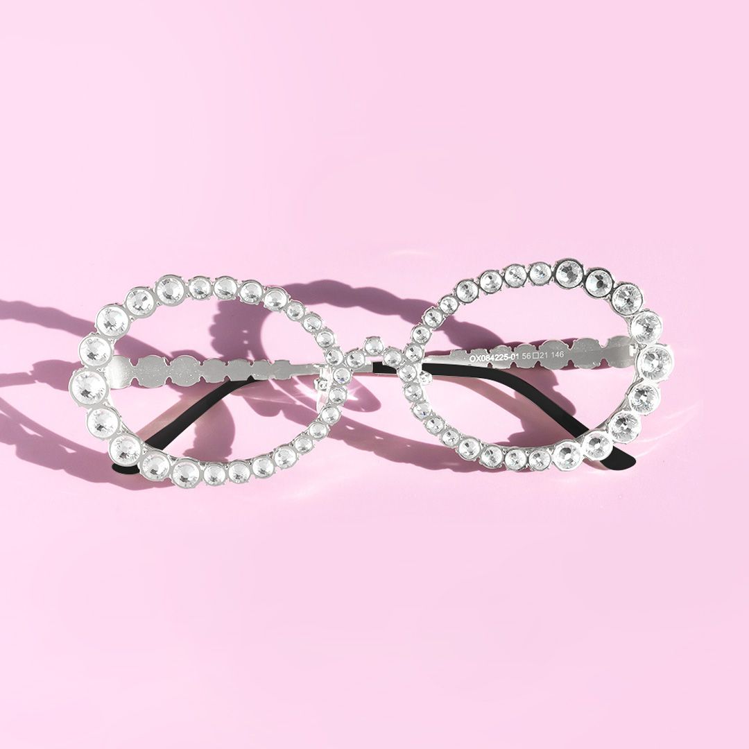 Ingra - Oval Silver Eyeglasses | Vooglam On Model