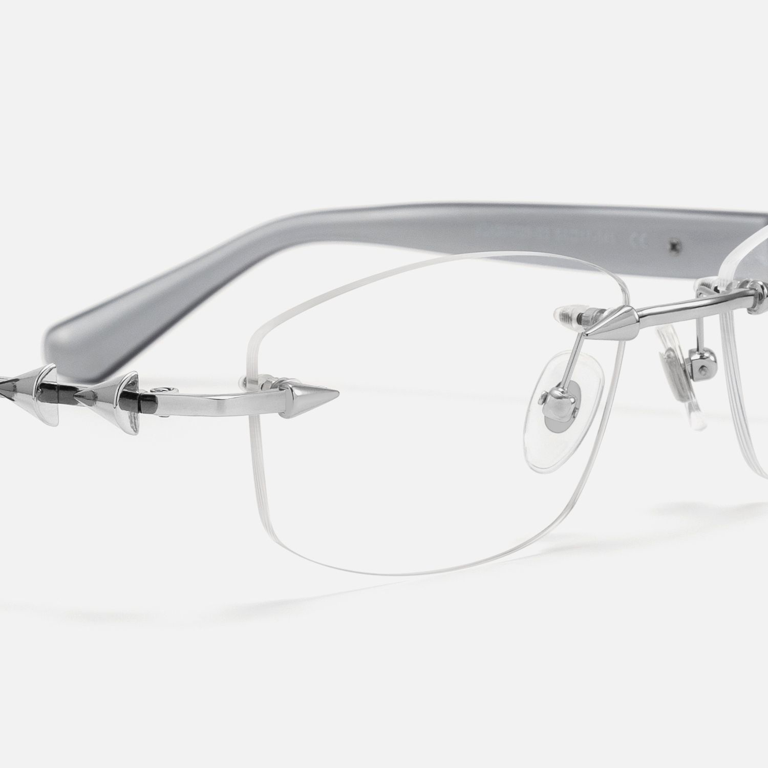 Fracture - Silver Grey Rimless Spike Glasses by Vooglam - Design Details