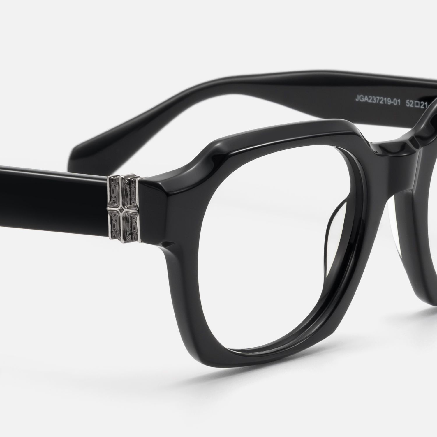 Vernon - Glossy Black Gothic Hexagon Glasses by Vooglam - Design Details