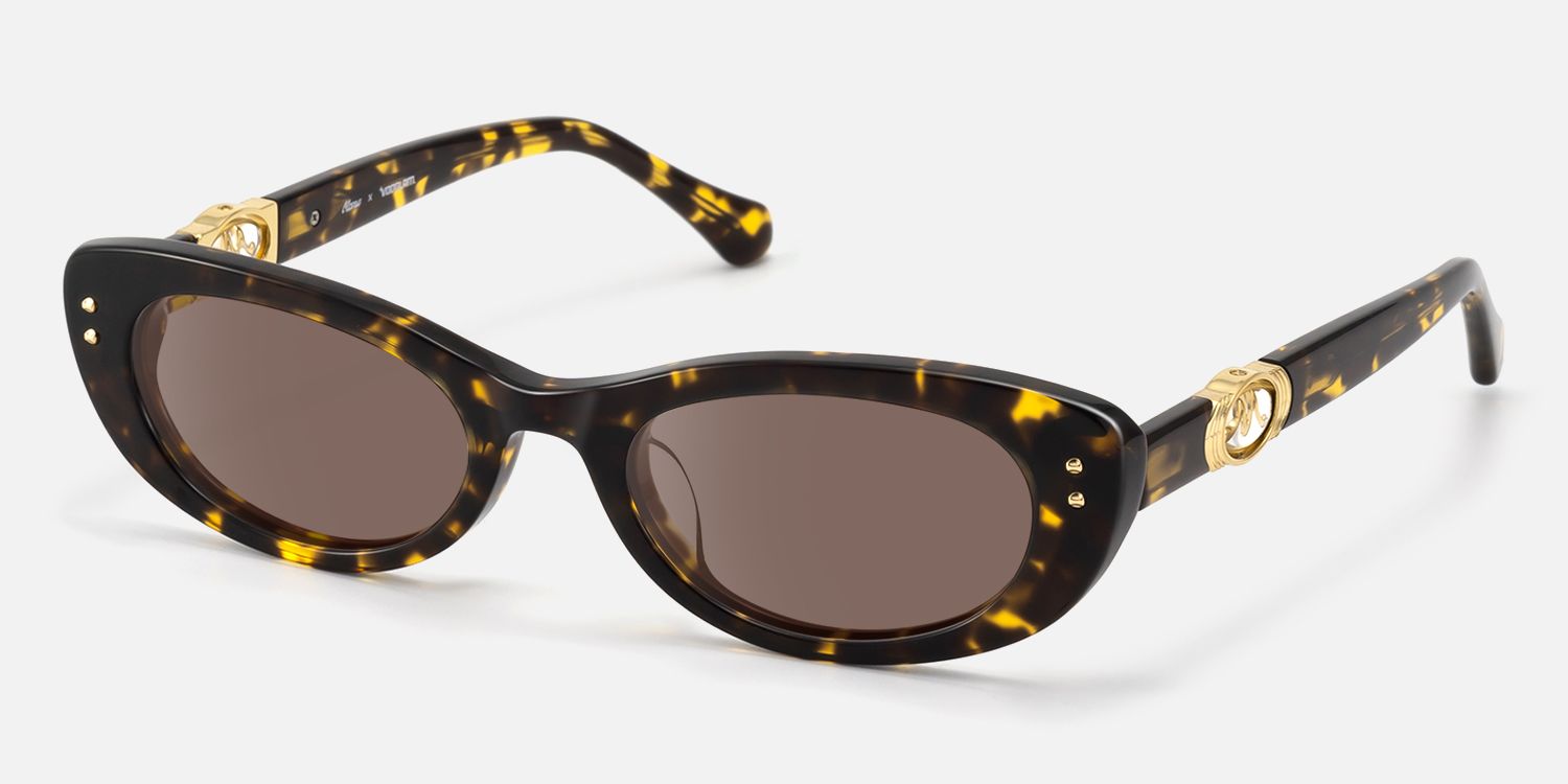 Ginza - Brown Tinted Tortoise Acetate Sunglasses by Vooglam - Front View