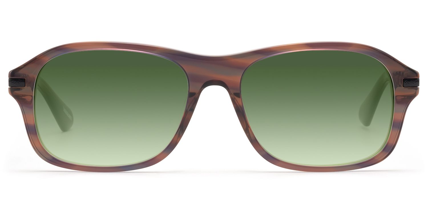 Albini - Red Brown Horn Green Tint Sunglasses by Vooglam Product Details 1