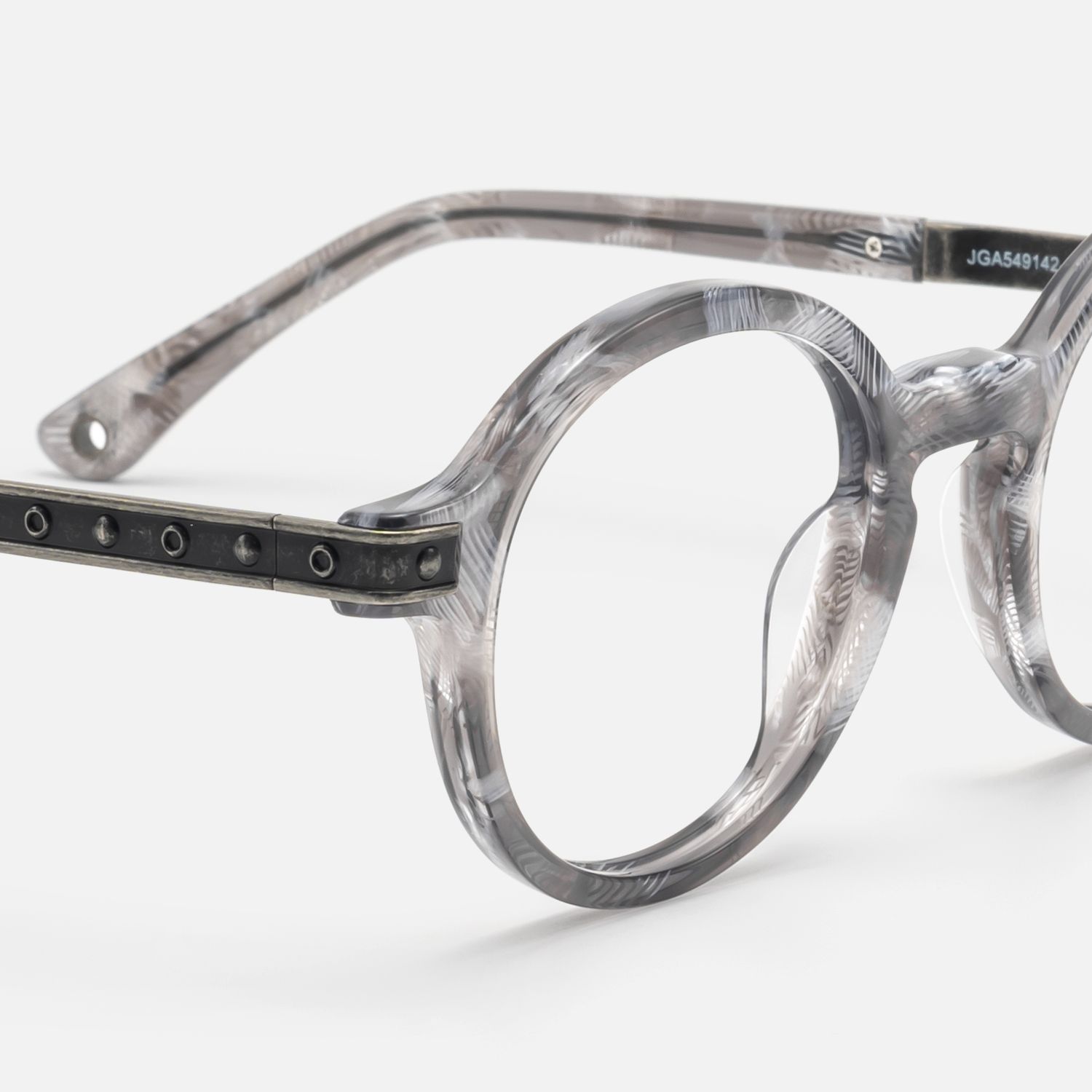 Lennon - Antique Silver Gray Pattern Circle Frame by Vooglam - Design Details
