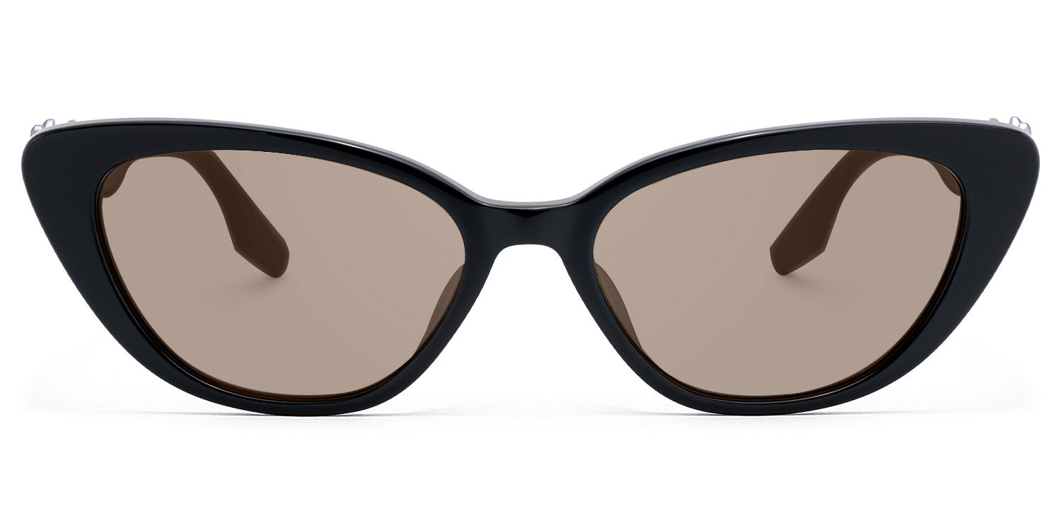 No Fate - Oversized Black Amber Cat Eye Shades by Vooglam Product Details 1