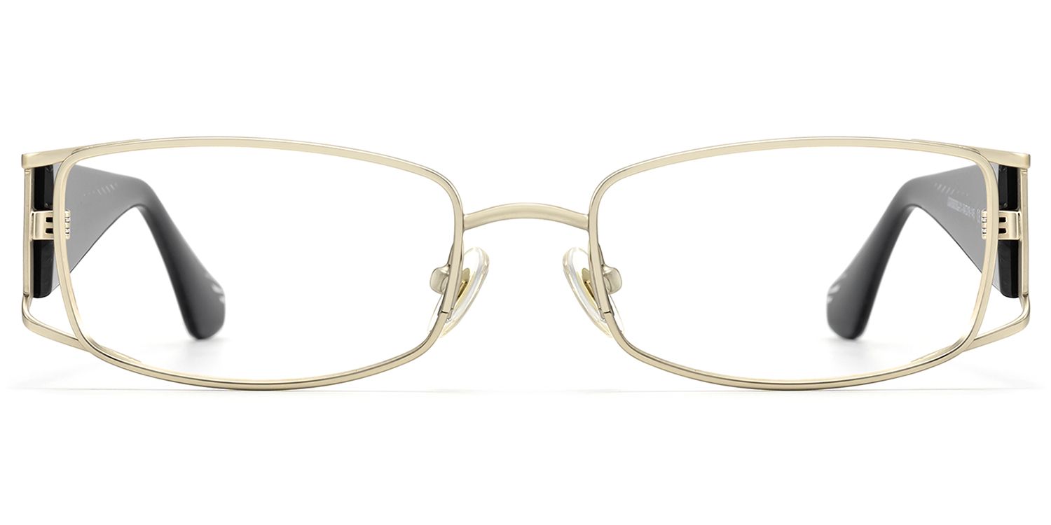 Wren - Unique Metal Rim Rectangle Gold Glasses by Vooglam Product Details 1