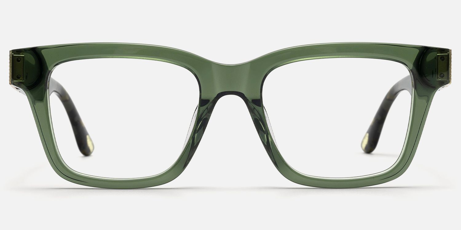 Legacy - Rectangle Green Eyeglasses by Vooglam - Angle View