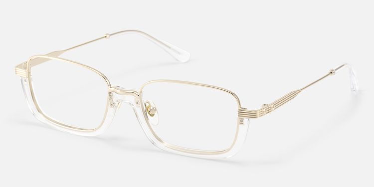 Basel - Clear Gold Wire Rim Structural Eyeglasses by Vooglam