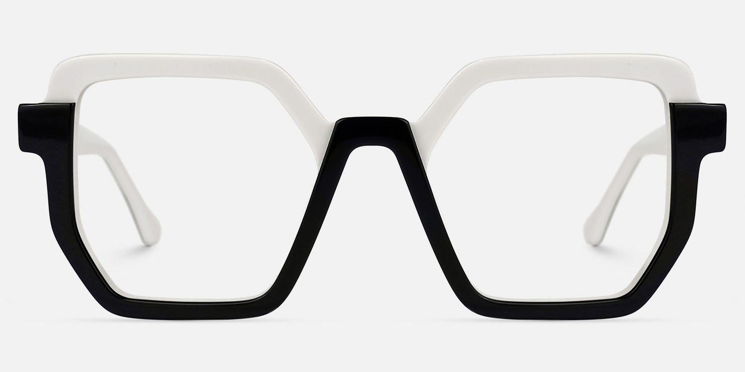 Mixon - Stylish Two Tone Acetate Hexagon Glasses by Vooglam - Angle View