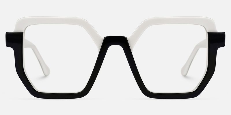 Mixon - Stylish Two Tone Acetate Hexagon Glasses by Vooglam