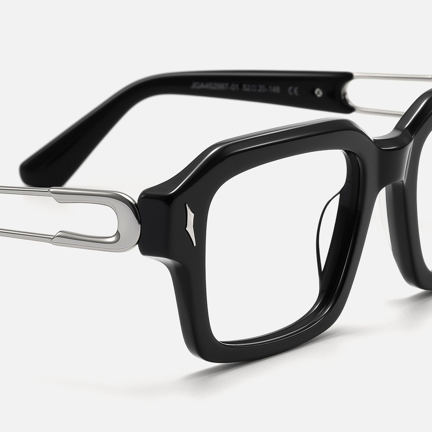 Blindspot - Safety Pin Square Black Glasses by Vooglam - Design Details
