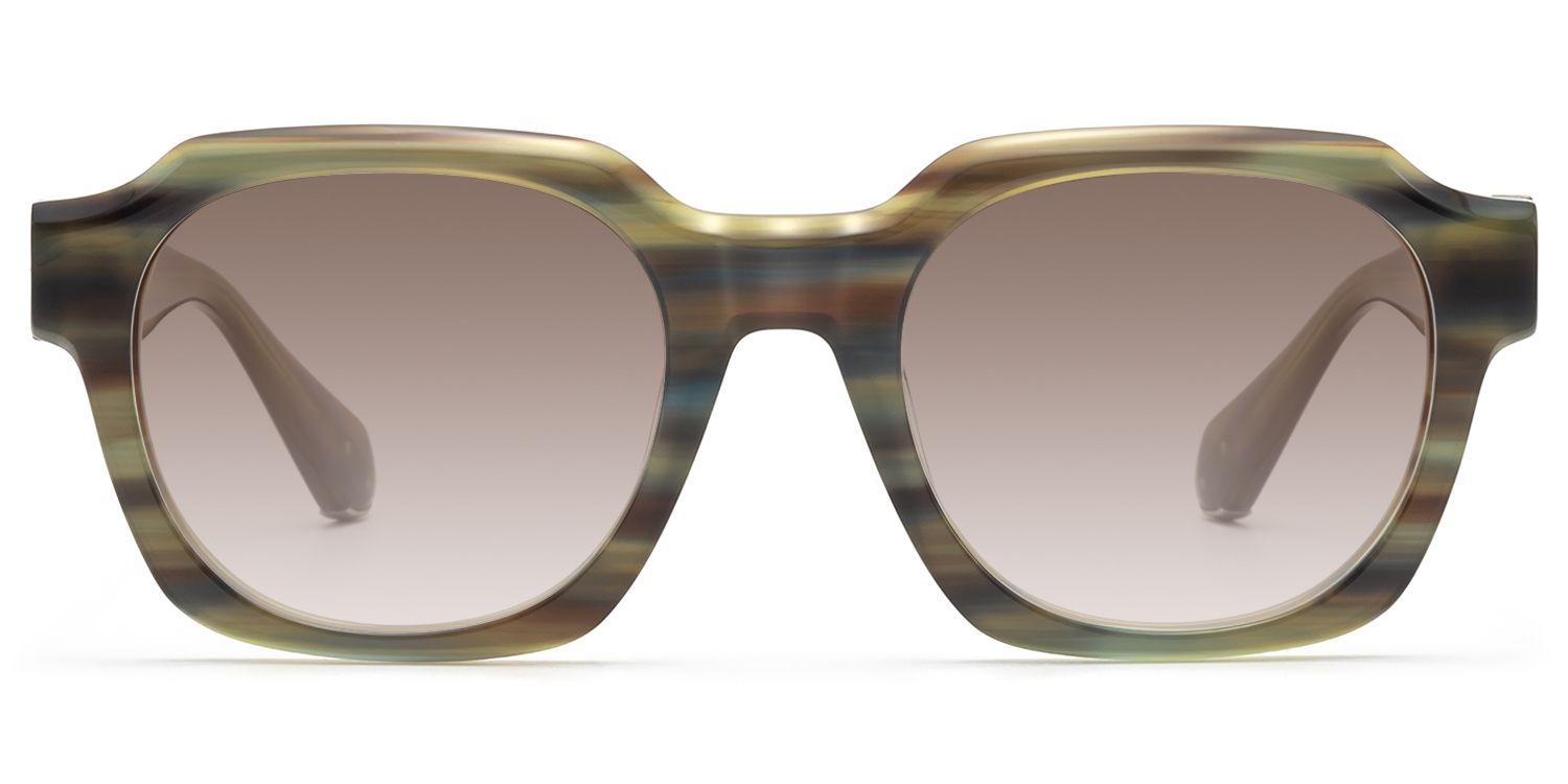 Vernon - Olive Green Striped Gradient Sunglasses by Vooglam Product Details 1