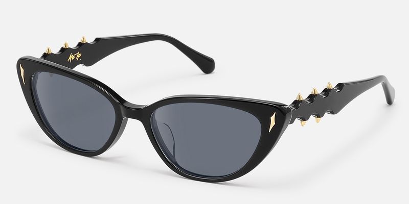 As If - Punk Spike Deco Black Cat Eye Sunglasses | Vooglam