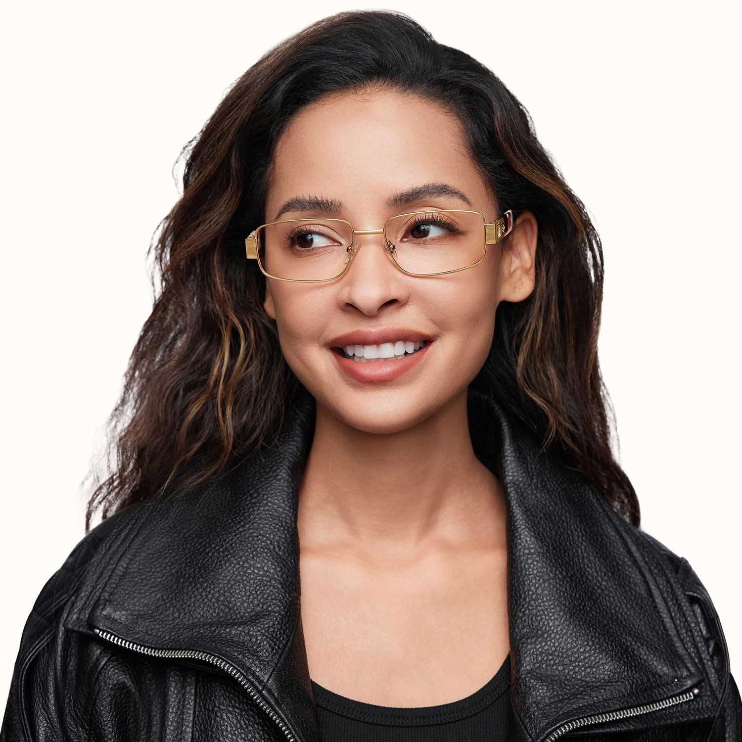 Cypher-Retro Gold Tortoise Narrow Rectangle Glasses by Vooglam - On Model