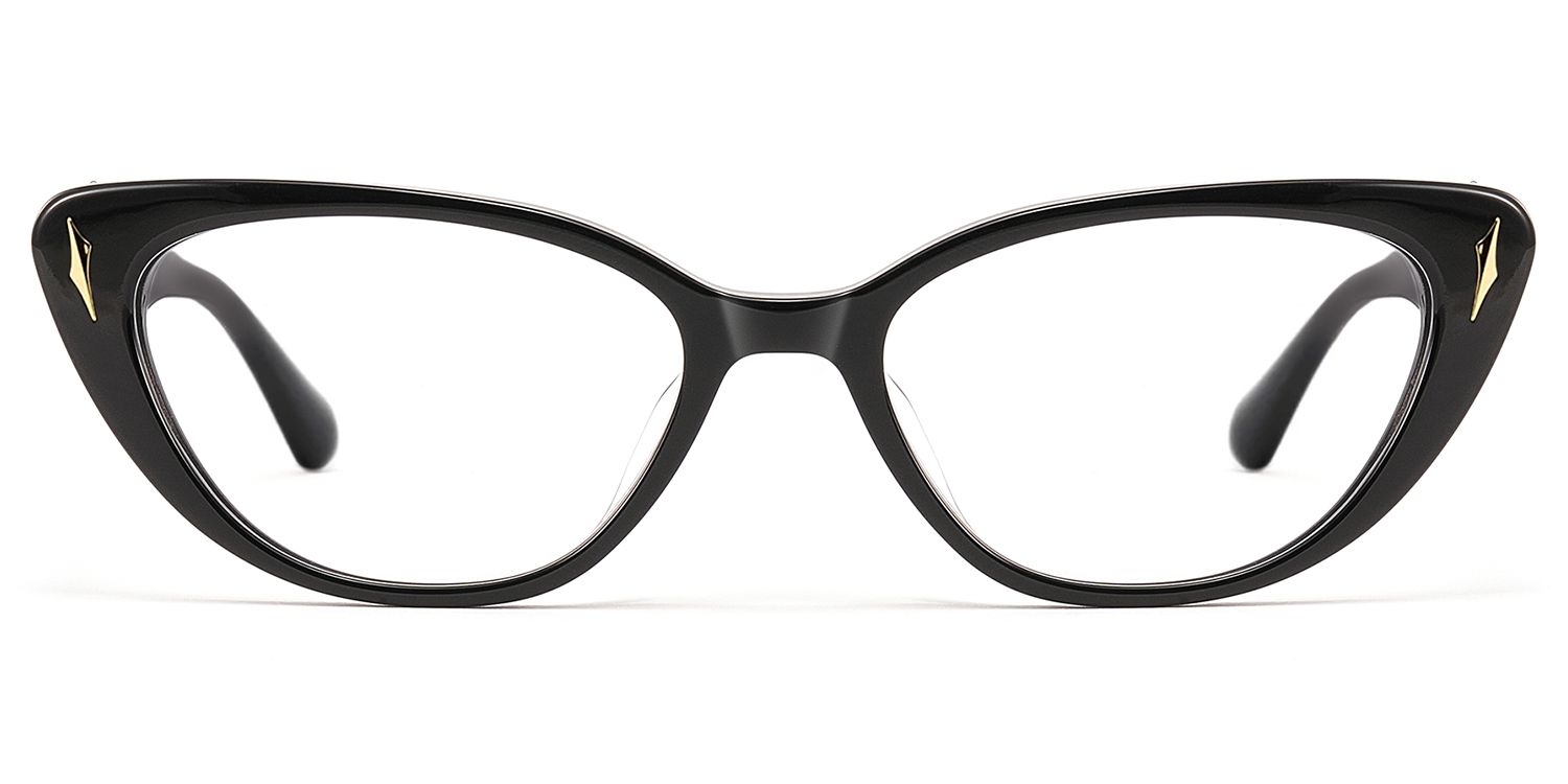 As If - Black Punk Spike Narrow Cateye Glasses by Vooglam Product Details 1