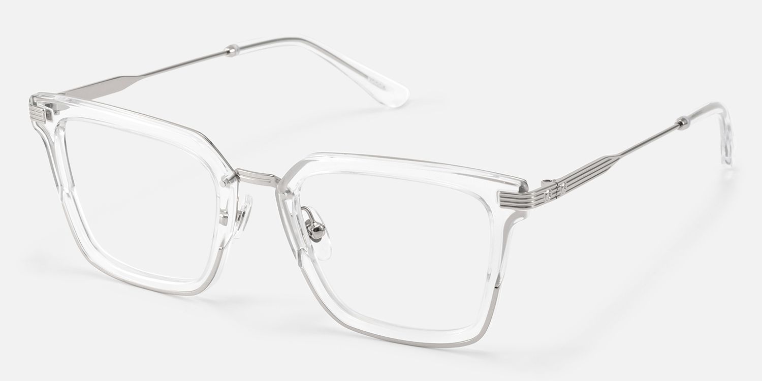 Kassel - Lightweight Clear Square Mixed Glasses by Vooglam - Front View