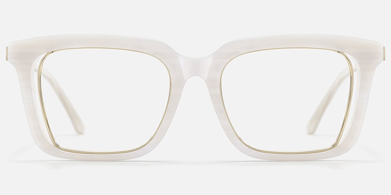 Chaparral - Retro Rectangle White Eyeglasses by Vooglam - Angle View