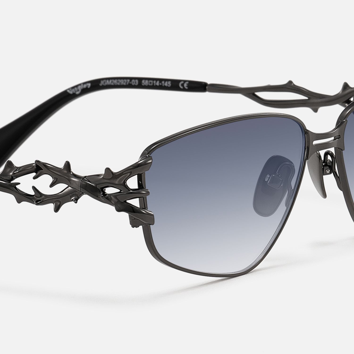 Spine - Gunmetal Thorn Geometric Sunglasses by Vooglam - Design Details