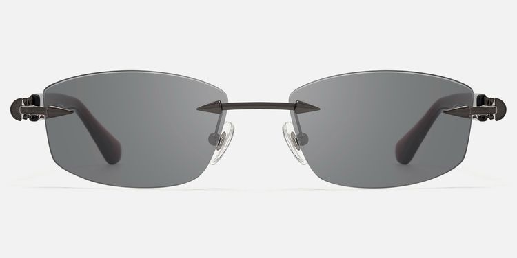 Fracture - Dark Gray Tint Rimless Sunglasses by Vooglam