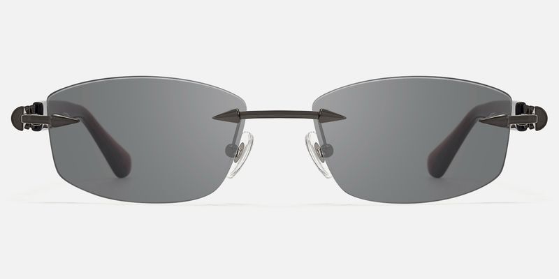 Fracture - Dark Gray Tint Rimless Sunglasses by Vooglam