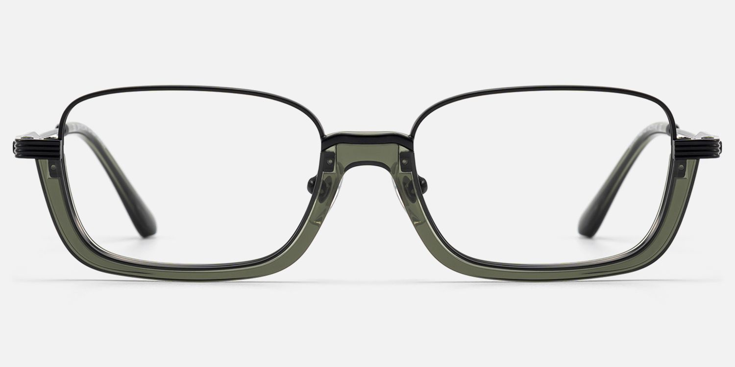 Basel - Matte Black Visible Wire Rim Frames by Vooglam - Angle View