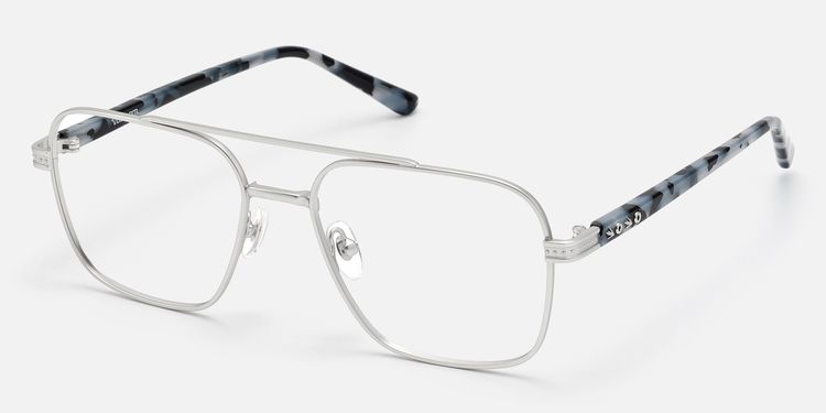 Kovar - Silver Double Bridge Metal Aviator by Vooglam