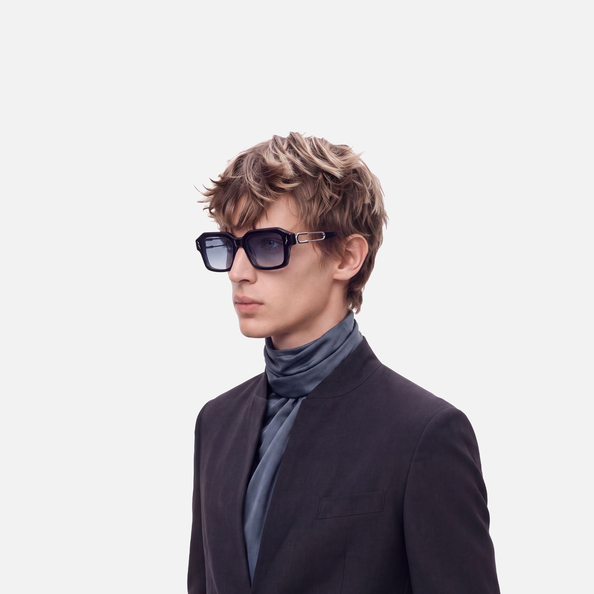 Blindspot - Gradient Gray Safety Pin Sunglasses by Vooglam - Model Side Profile