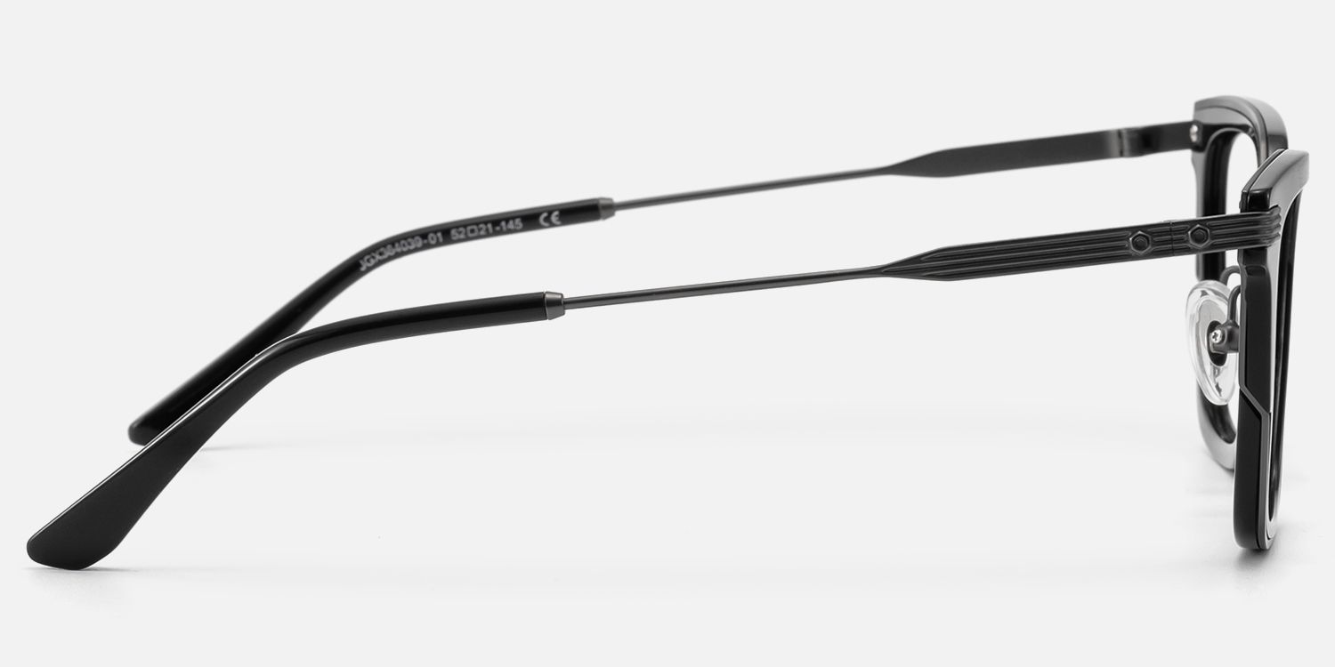 Kassel - Matte Gunmetal Modular Square Glasses by Vooglam - Side View