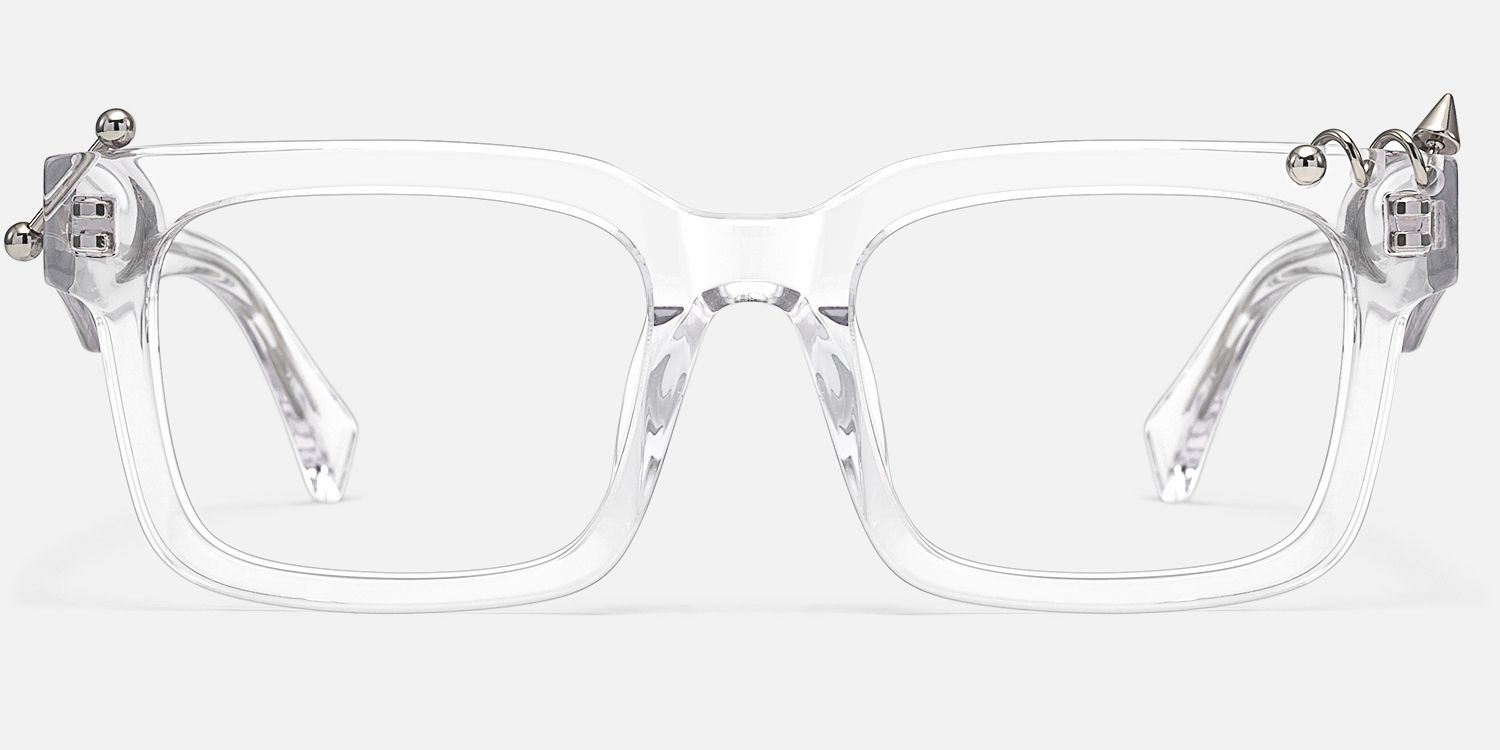 Spike - Rectangle Transparent Eyeglasses by Vooglam - Angle View