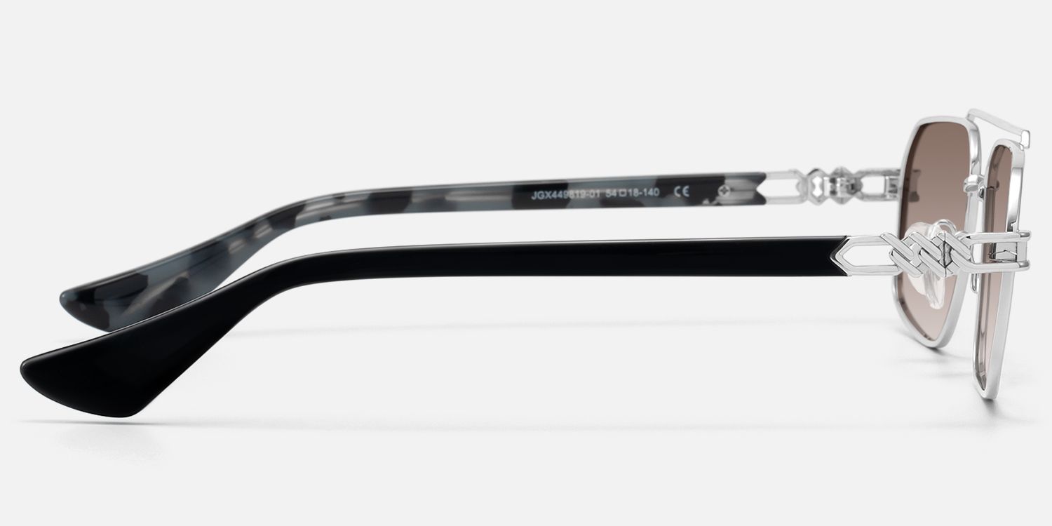 Lacey - Gradient Aviator Silver Sunglasses by Vooglam - Side View