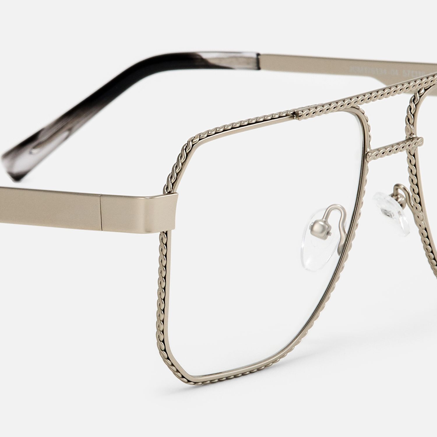 Fidelina - Aviator Silver Eyeglasses by Vooglam - Design Details