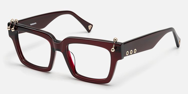 PIERCE - Square Red Eyeglasses by Vooglam