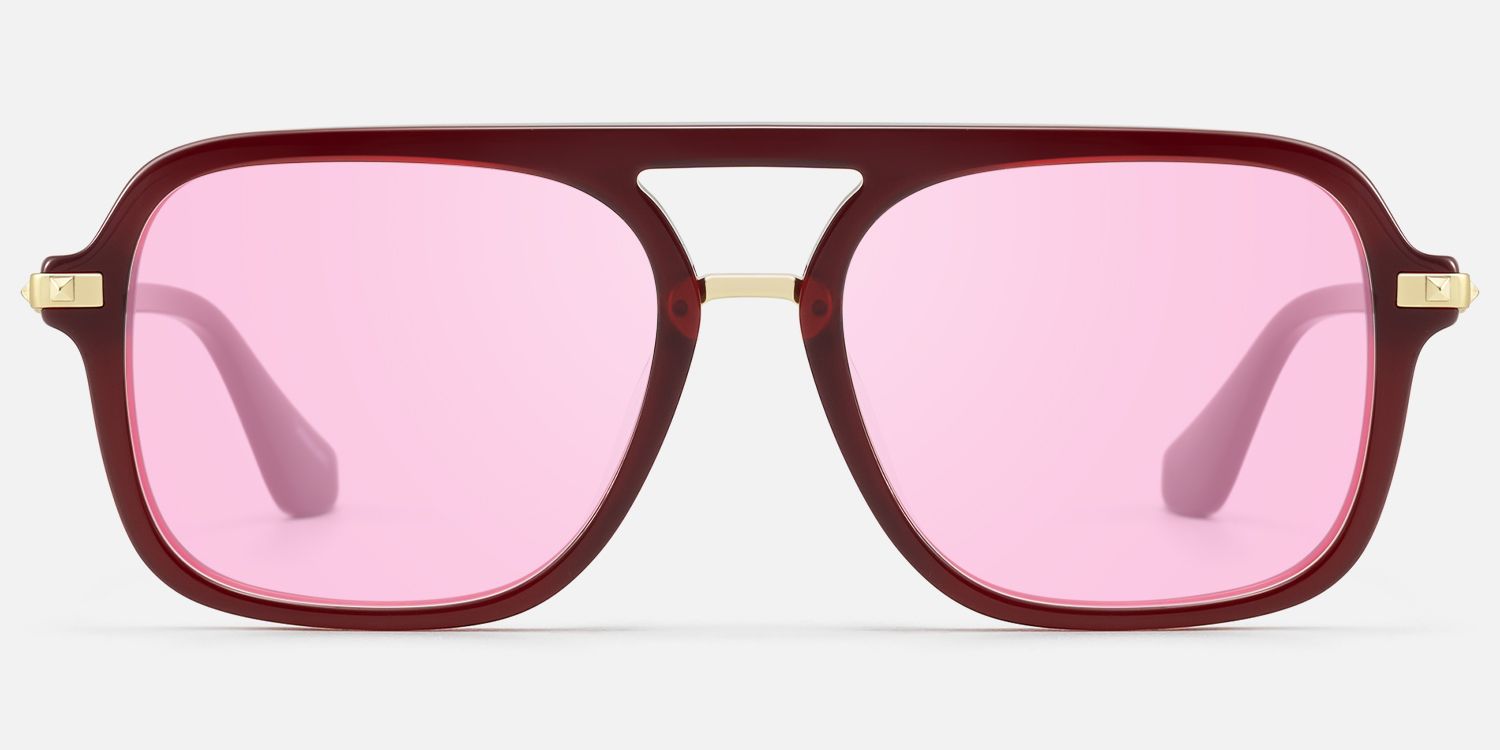 Marfa - Red Square Aviator Sunglasses by Vooglam - Angle View