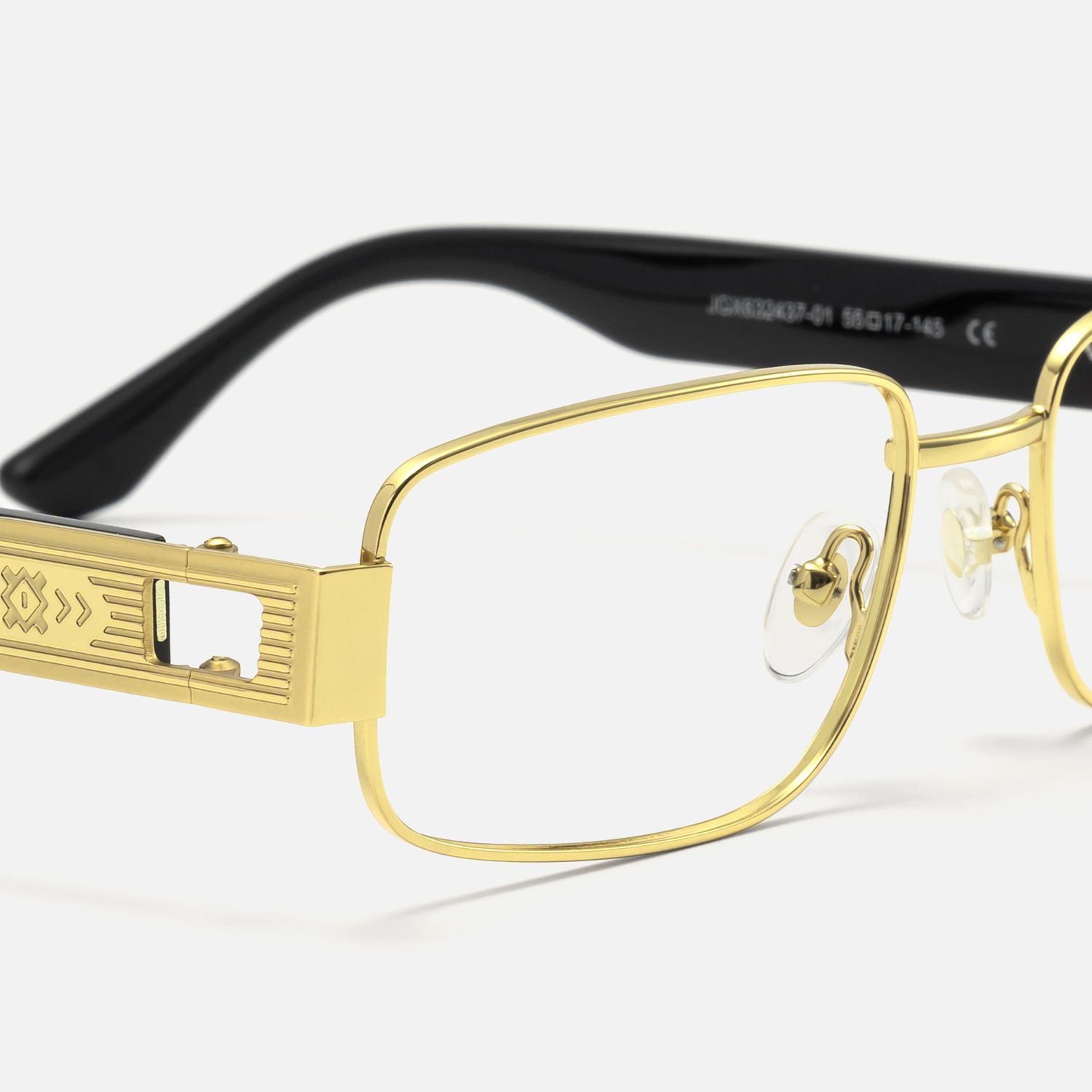Cypher - Rectangle Gold Eyeglasses by Vooglam - Design Details