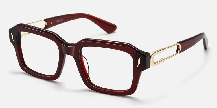 Blindspot - Transparent Red Safety Pin Glasses by Vooglam