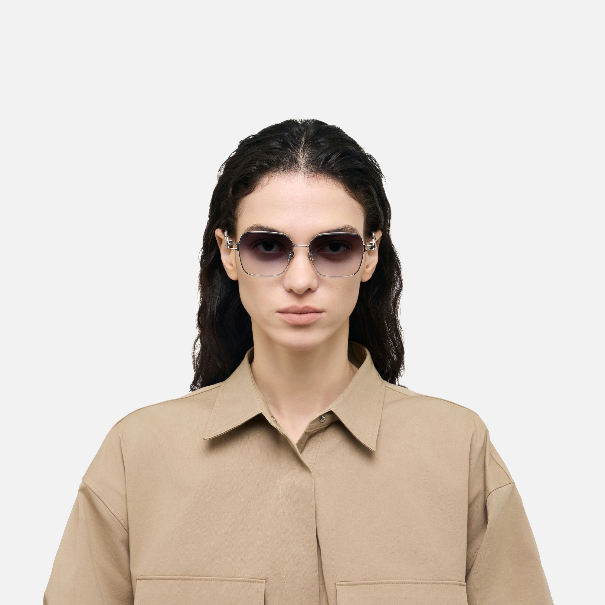 The Architect - Silver Carabiner Brown Sunglasses by Vooglam - On Model