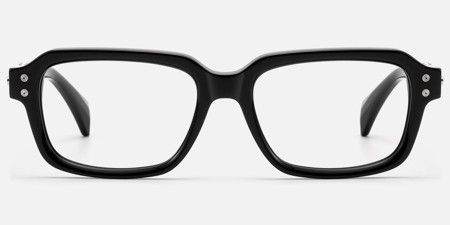 Anacortes - Silver Black Guitar Temple Glasses by Vooglam - Angle View